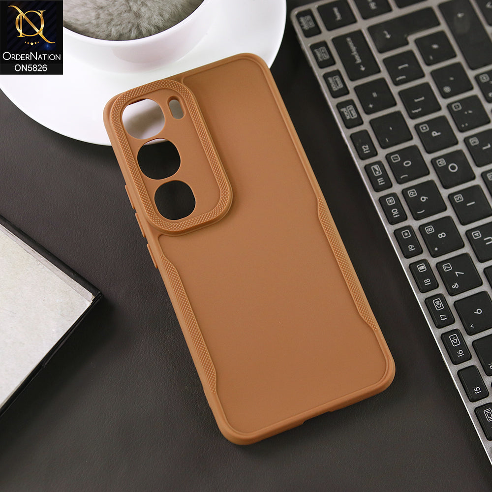 Vivo V40 Lite (IDN) Cover - Brown - High Grade Quality Matte Sillica Soft Case With Additional Side Texture