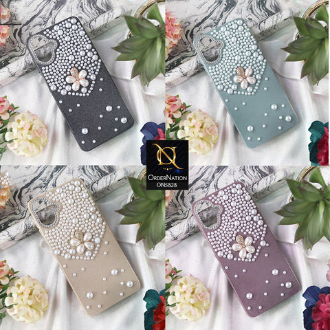 Vivo Y20i Cover - Brown - Adorable Pretty RhineStones And Pearls Zone Feminine Case