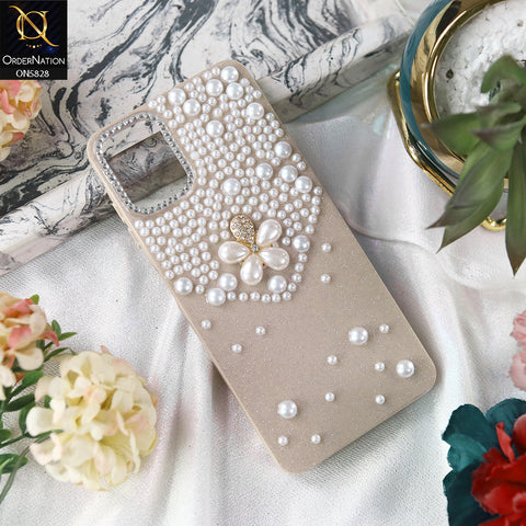 Samsung Galaxy A16 Cover - Brown - Adorable Pretty RhineStones And Pearls Zone Feminine Case