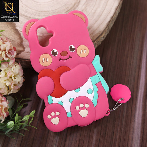 Samsung Galaxy A06 Cover - Dark PInk -  Endearing Adorable 3D Super Marshy Bear Case
