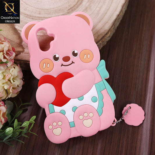 Samsung Galaxy A06 Cover - Light PInk -  Endearing Adorable 3D Super Marshy Bear Case