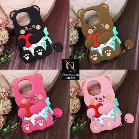 Samsung Galaxy M07 Cover - Dark Pink -   Endearing Adorable 3D Super Marshy Bear Case