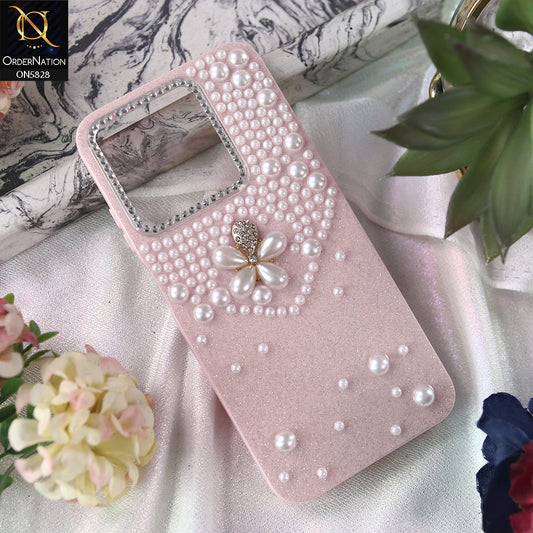 Realme C53 Cover - Pink -  Adorable Pretty RhineStones And Pearls Zone Feminine Case