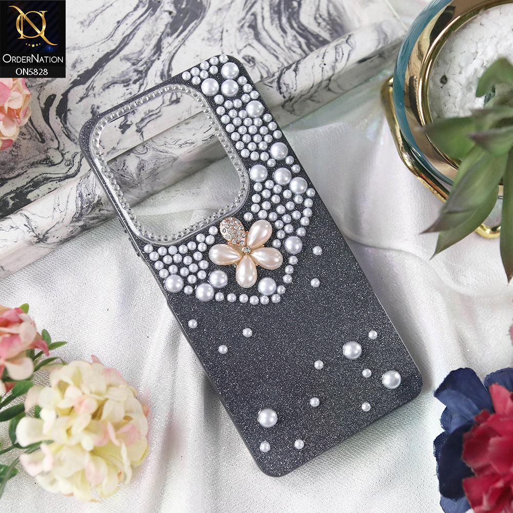 Infinix Hot 40 Cover - Black - Adorable Pretty RhineStones And Pearls Zone Feminine Case
