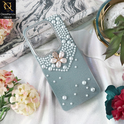 Infinix Hot 40 Pro Cover - Blue - Adorable Pretty RhineStones And Pearls Zone Feminine Case