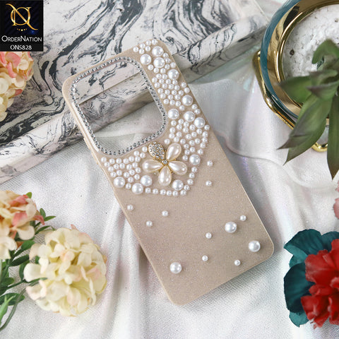 Infinix Hot 40 Cover - Brown - Adorable Pretty RhineStones And Pearls Zone Feminine Case