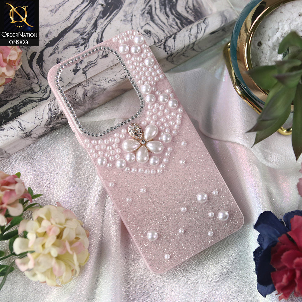Infinix Hot 40 Cover - Pink -  Adorable Pretty RhineStones And Pearls Zone Feminine Case