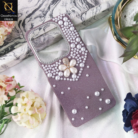 Infinix Hot 40 Cover - Purple -  Adorable Pretty RhineStones And Pearls Zone Feminine Case