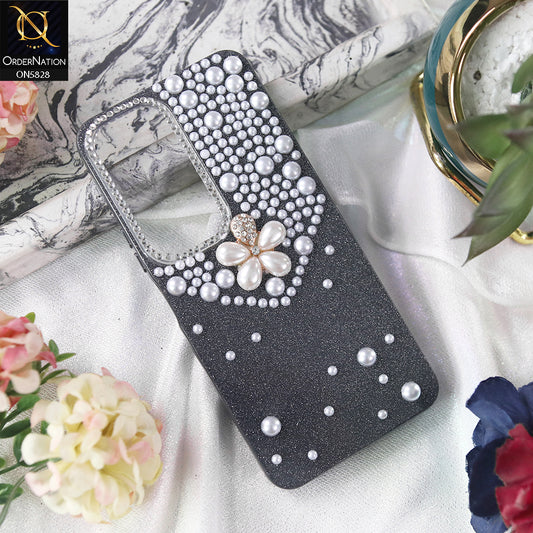 Infinix Hot 60i 4G Cover - Black - Adorable Pretty RhineStones And Pearls Zone Feminine Case
