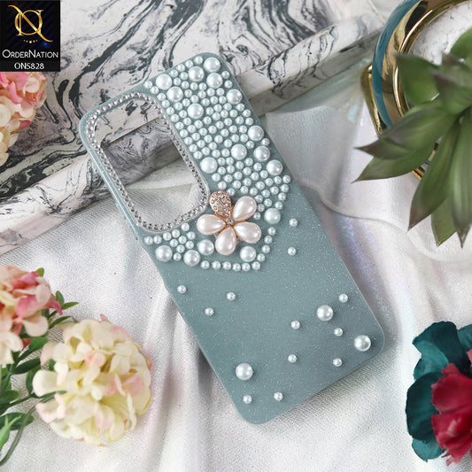 Infinix Hot 60 Cover - Blue - Adorable Pretty RhineStones And Pearls Zone Feminine Case