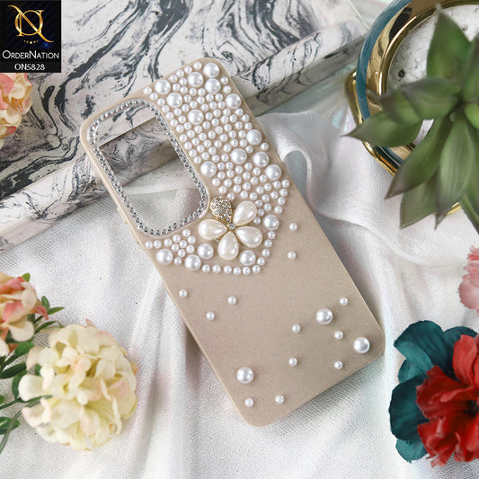 Infinix Hot 60i 4G Cover - Brown - Adorable Pretty RhineStones And Pearls Zone Feminine Case