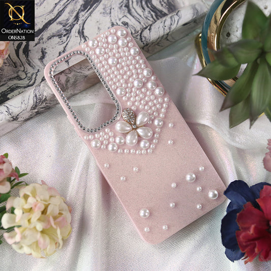 Infinix Hot 60i 4G Cover - Pink -  Adorable Pretty RhineStones And Pearls Zone Feminine Case