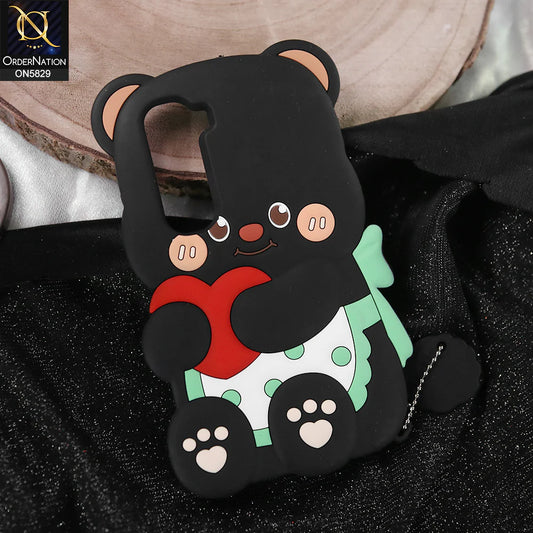 Infinix Hot 60 Pro Plus Cover - Black -   Endearing Adorable 3D Super Marshy Bear Case