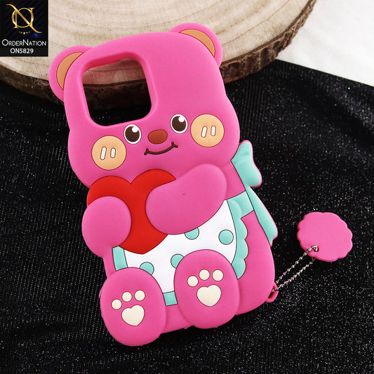 iPhone 11 Pro Max Cover - Dark Pink - Endearing Adorable 3D Super Marshy Bear Case