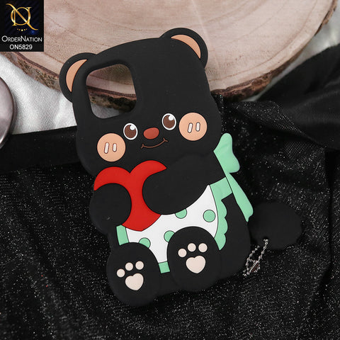 iPhone 12 Cover - Black -   Endearing Adorable 3D Super Marshy Bear Case