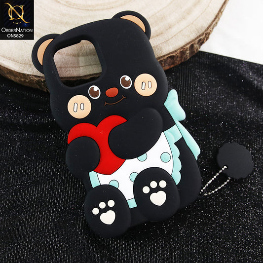iPhone 12 Pro Max Cover - Black - Endearing Adorable 3D Super Marshy Bear Case