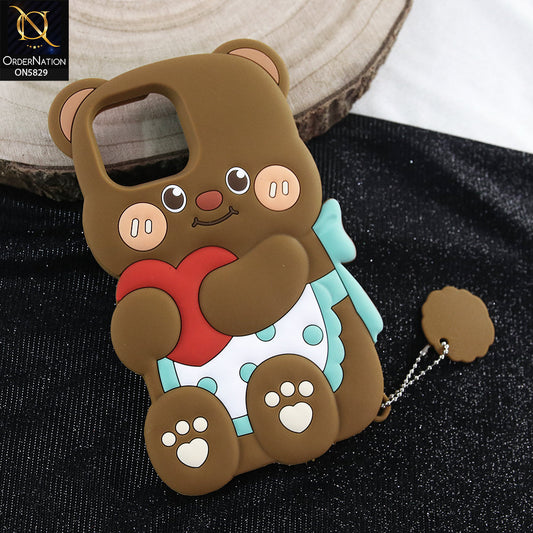 iPhone 12 Pro Max Cover - Brown - Endearing Adorable 3D Super Marshy Bear Case