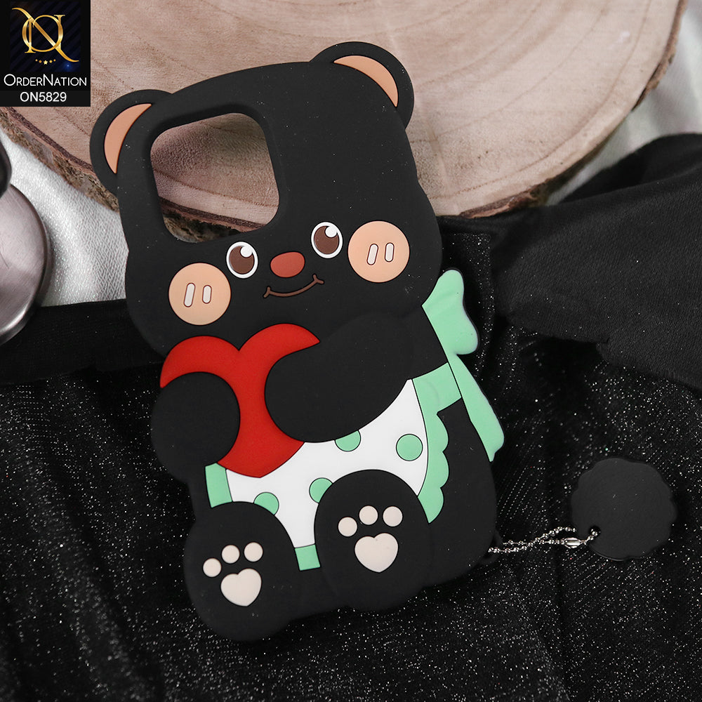 iPhone 17 Pro Max Cover - Black -   Endearing Adorable 3D Super Marshy Bear Case