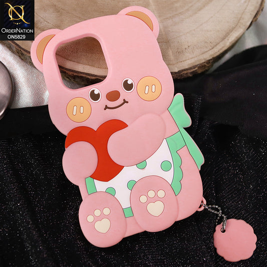 iPhone 16 Pro Max Cover - Light Pink -   Endearing Adorable 3D Super Marshy Bear Case