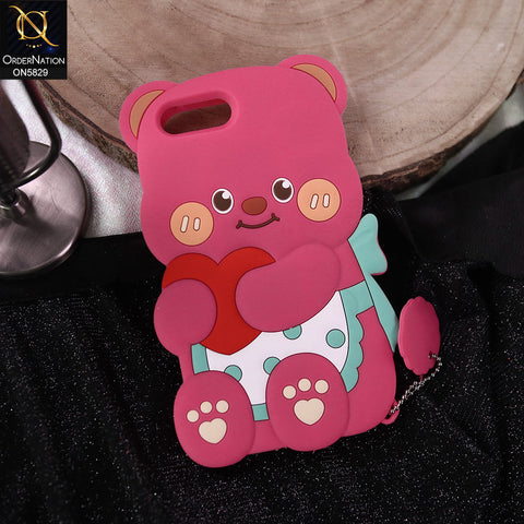 iPhone 8 Plus / 7 Plus Cover - Dark Pink -   Endearing Adorable 3D Super Marshy Bear Case