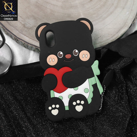 iPhone XR Cover - Black -   Endearing Adorable 3D Super Marshy Bear Case