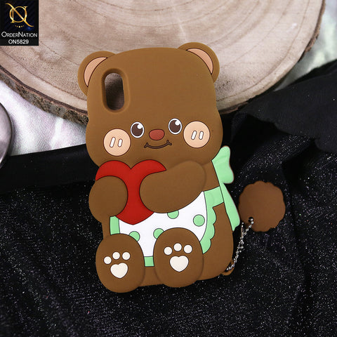 iPhone XR Cover - Brown -   Endearing Adorable 3D Super Marshy Bear Case