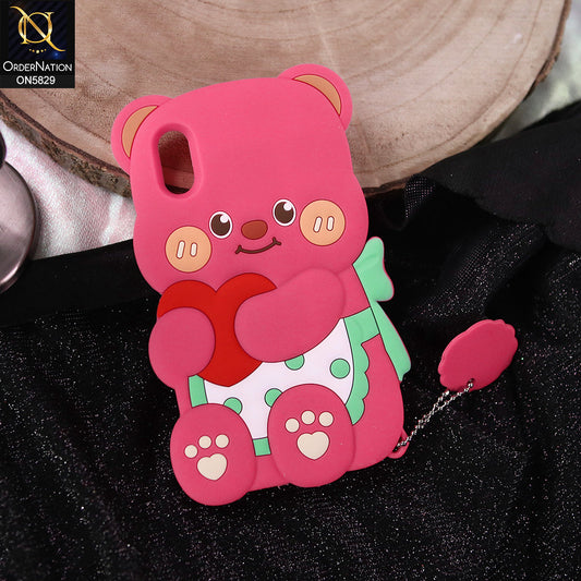 iPhone XR Cover - Dark Pink -   Endearing Adorable 3D Super Marshy Bear Case