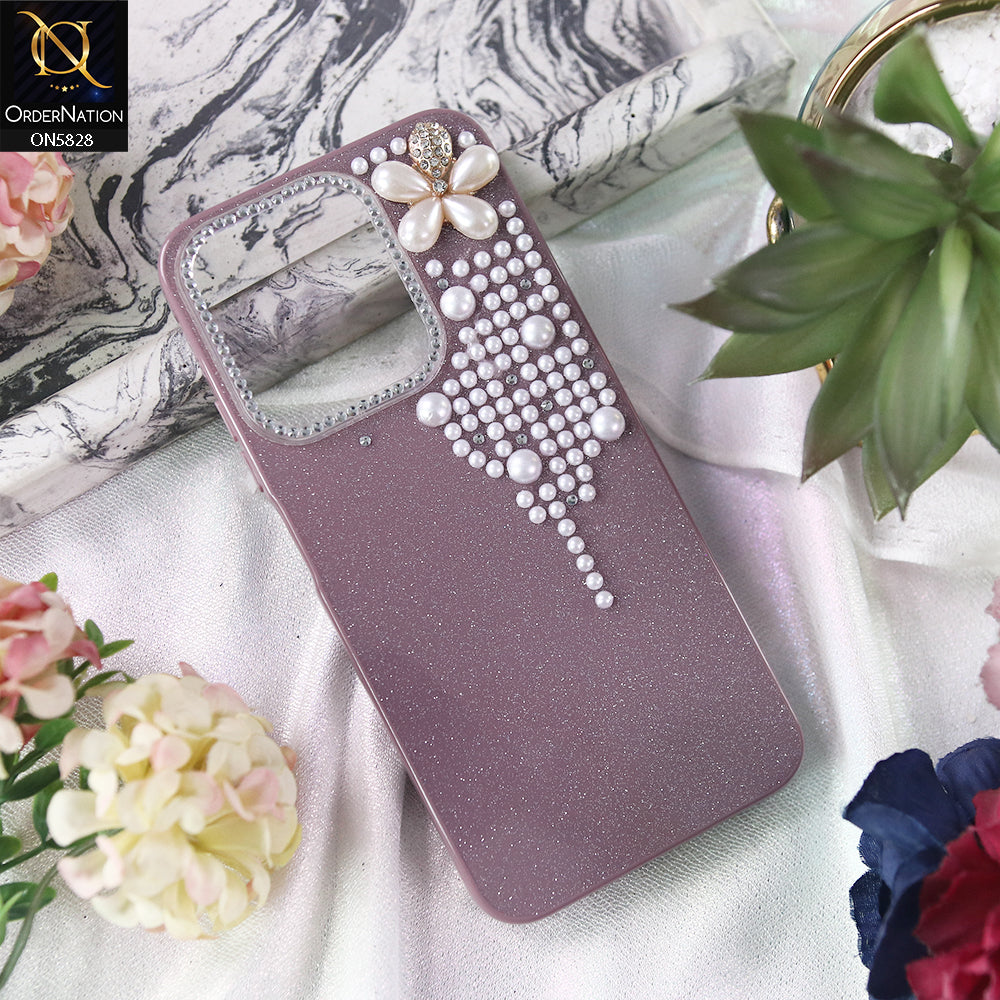 Oppo A5x 4G Cover - Purple -  Adorable Pretty RhineStones And Pearls Zone Feminine Case