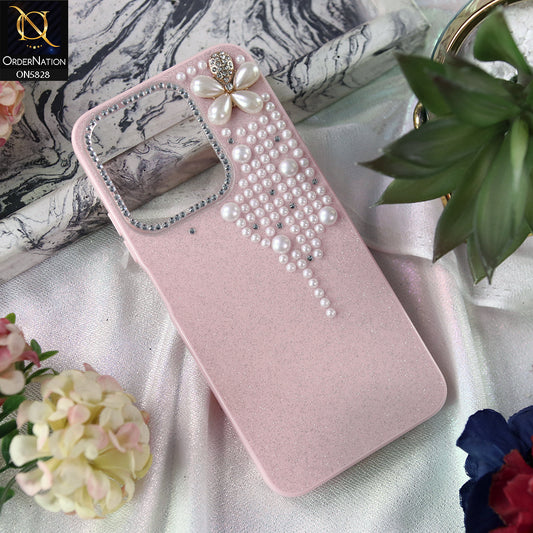 Realme Narzo 80 Lite Cover - Pink -  Adorable Pretty RhineStones And Pearls Zone Feminine Case
