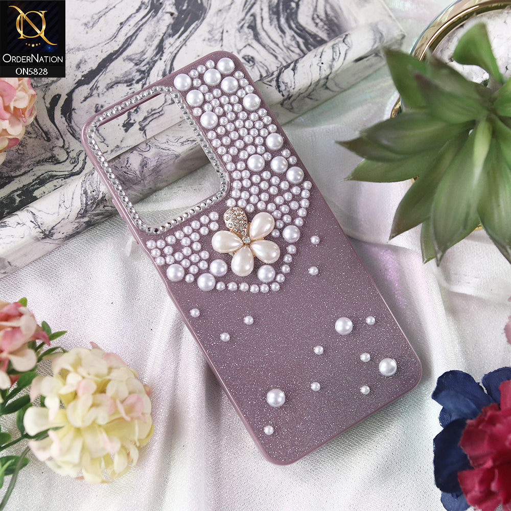Xiaomi Redmi 15 4G Cover - Purple -  Adorable Pretty RhineStones And Pearls Zone Feminine Case