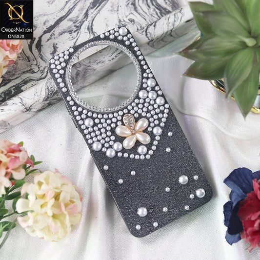 Xiaomi Poco C61 Cover - Black - Adorable Pretty RhineStones And Pearls Zone Feminine Case