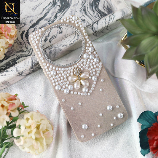 Xiaomi Redmi A3 Cover - Brown - Adorable Pretty RhineStones And Pearls Zone Feminine Case