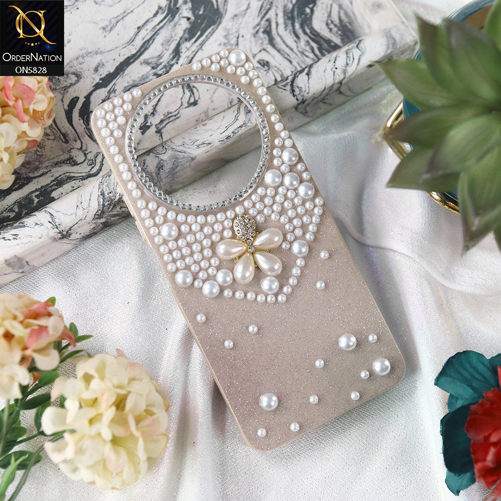 Xiaomi Redmi A3x Cover - Brown - Adorable Pretty RhineStones And Pearls Zone Feminine Case