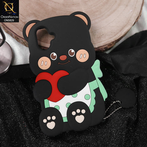 Samsung Galaxy M07 Cover - Black -   Endearing Adorable 3D Super Marshy Bear Case