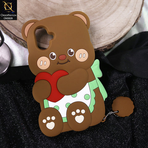 Samsung Galaxy M07 Cover - Brown -   Endearing Adorable 3D Super Marshy Bear Case