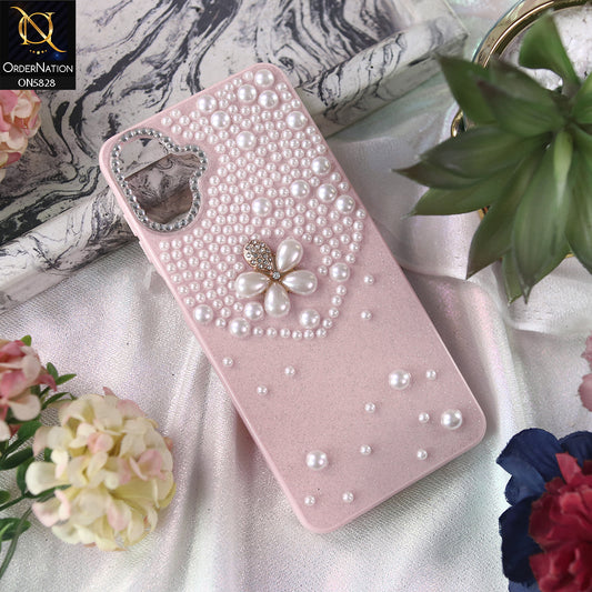 Samsung Galaxy M07 Cover - Pink -  Adorable Pretty RhineStones And Pearls Zone Feminine Case