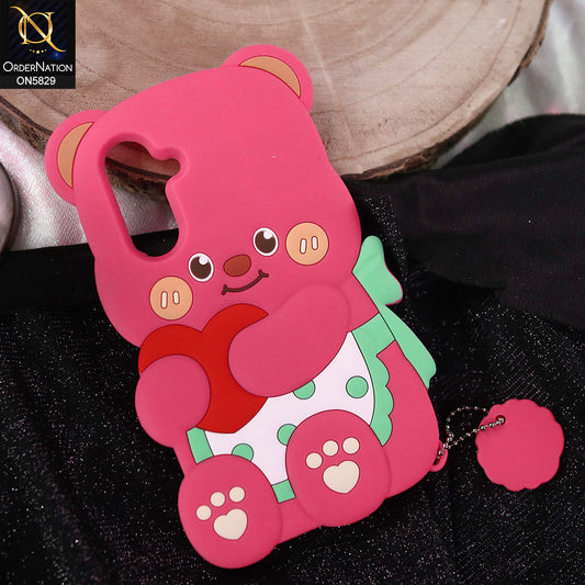 Samsung Galaxy M17 Cover - Dark Pink -   Endearing Adorable 3D Super Marshy Bear Case
