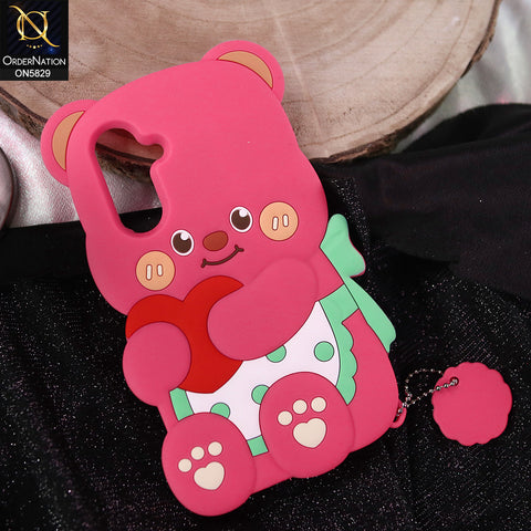 Samsung Galaxy F17 Cover - Dark Pink -   Endearing Adorable 3D Super Marshy Bear Case
