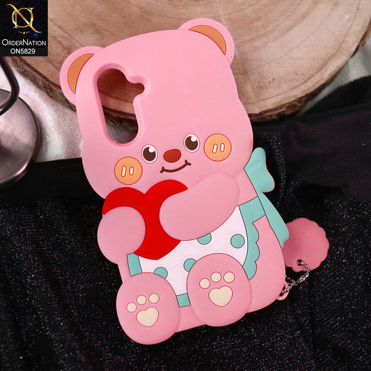 Samsung Galaxy F17 Cover - Light Pink -   Endearing Adorable 3D Super Marshy Bear Case