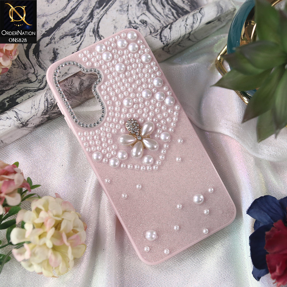 Samsung Galaxy M17 Cover - Pink -  Adorable Pretty RhineStones And Pearls Zone Feminine Case