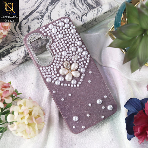 Samsung Galaxy A17 Cover - Purple -  Adorable Pretty RhineStones And Pearls Zone Feminine Case