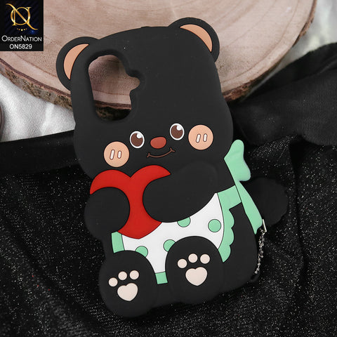 Infinix Hot 11 Play Cover - Black -   Endearing Adorable 3D Super Marshy Bear Case