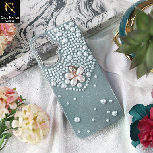 Infinix Smart 10 Cover - Blue - Adorable Pretty RhineStones And Pearls Zone Feminine Case