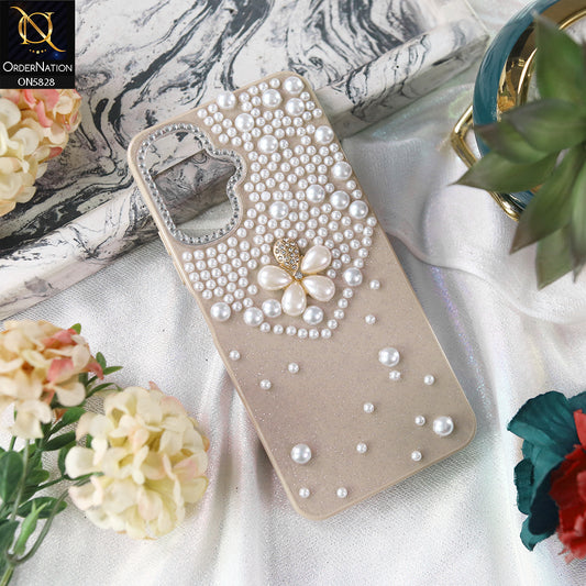 Infinix Smart 10 Cover - Brown - Adorable Pretty RhineStones And Pearls Zone Feminine Case