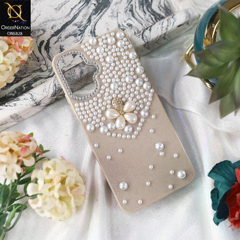 Infinix Smart 10 Cover - Brown - Adorable Pretty RhineStones And Pearls Zone Feminine Case