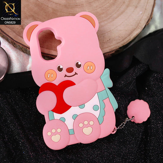 Infinix Smart 10 Cover - Light Pink -   Endearing Adorable 3D Super Marshy Bear Case