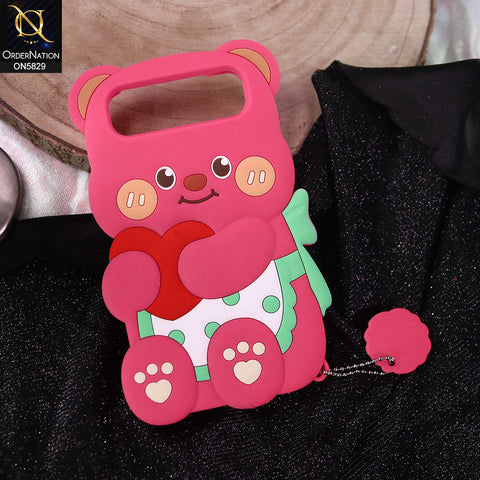 Infinix Smart 10 Plus Cover - Dark Pink -   Endearing Adorable 3D Super Marshy Bear Case