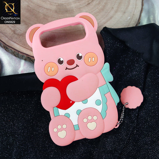 Infinix Smart 10 Plus Cover - Light Pink -   Endearing Adorable 3D Super Marshy Bear Case