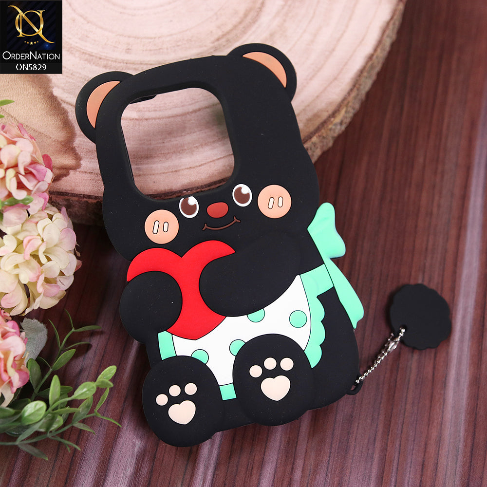 Infinix Smart 8 HD Cover - Black - Endearing Adorable 3D Super Marshy Bear Case