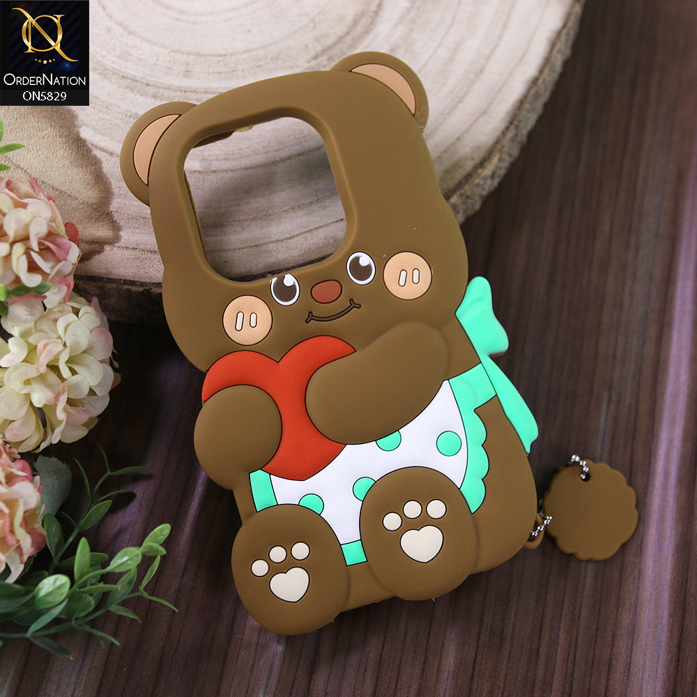 Tecno Spark 20C Cover - Brown - Endearing Adorable 3D Super Marshy Bear Case